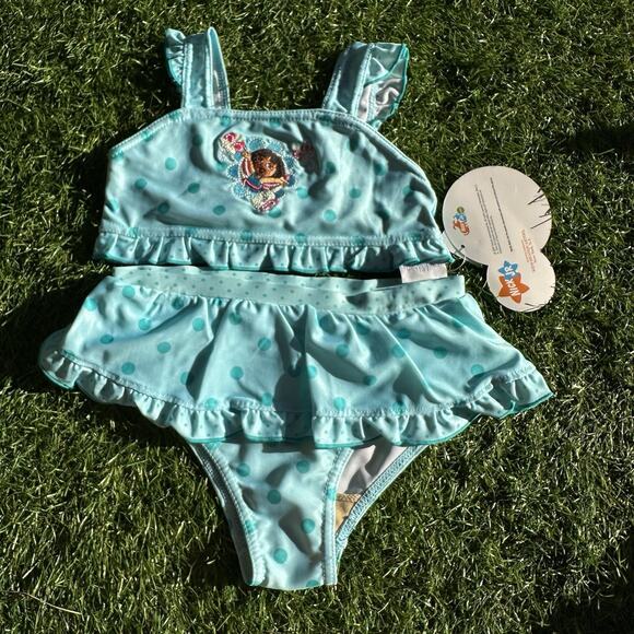 Vtg Nick Jr Dora The Explorer Swimming Suit Toddler Girls Size 3T Bikini Ruffle